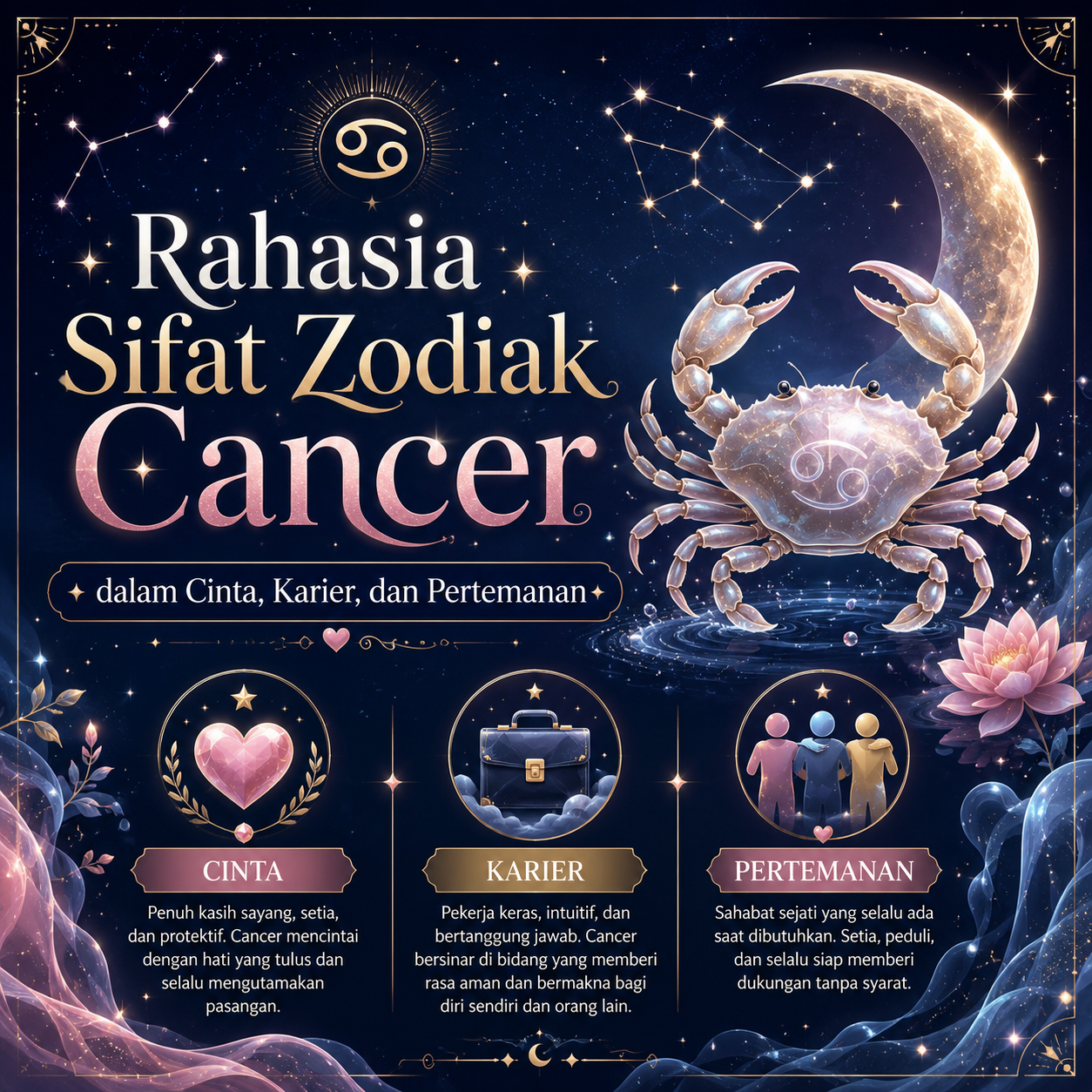 Rahasia Sifat Zodiak Cancer dalam Cinta, Karier, dan Pertemanan