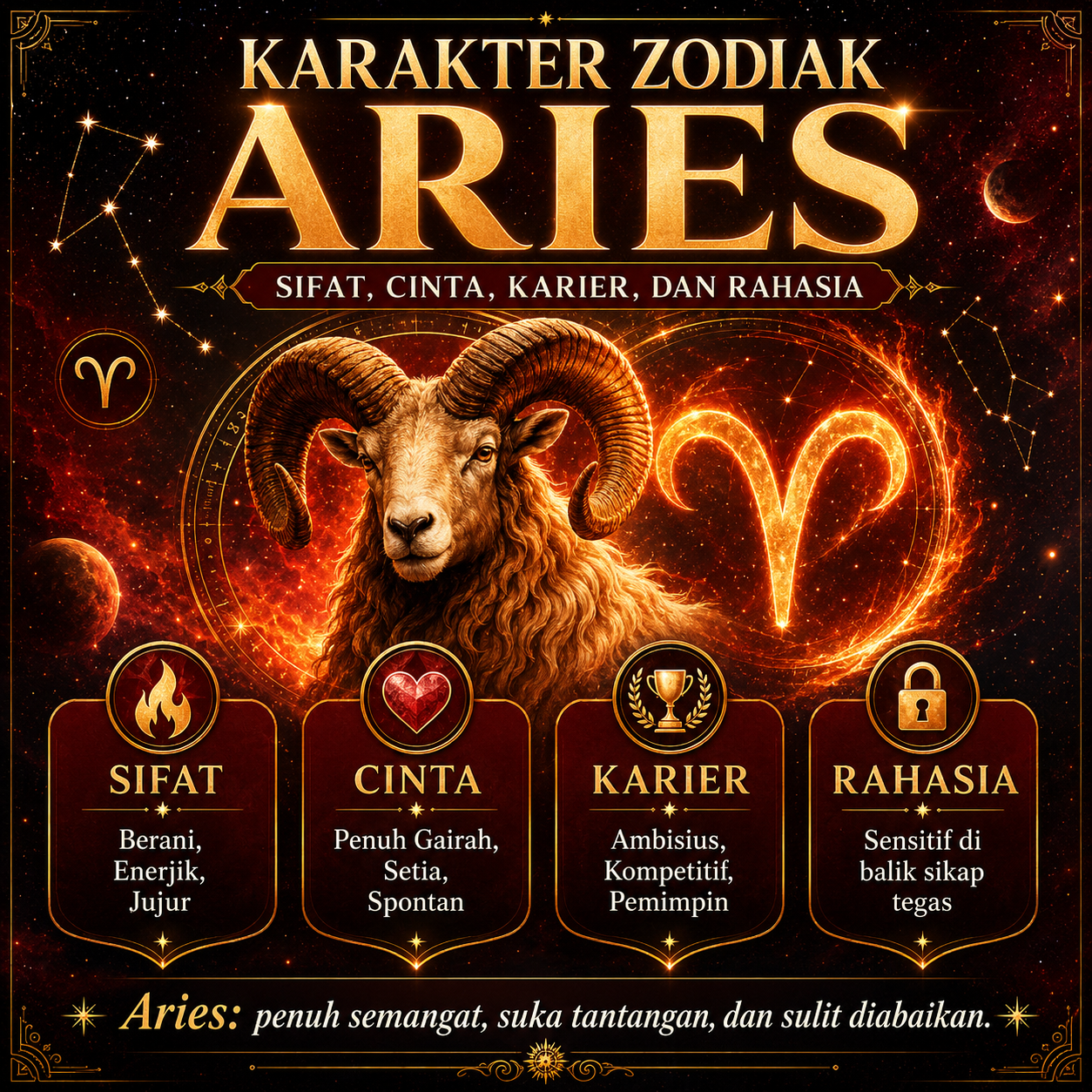 Karakter Zodiak Aries: Sifat, Cinta, Karier, dan Rahasia