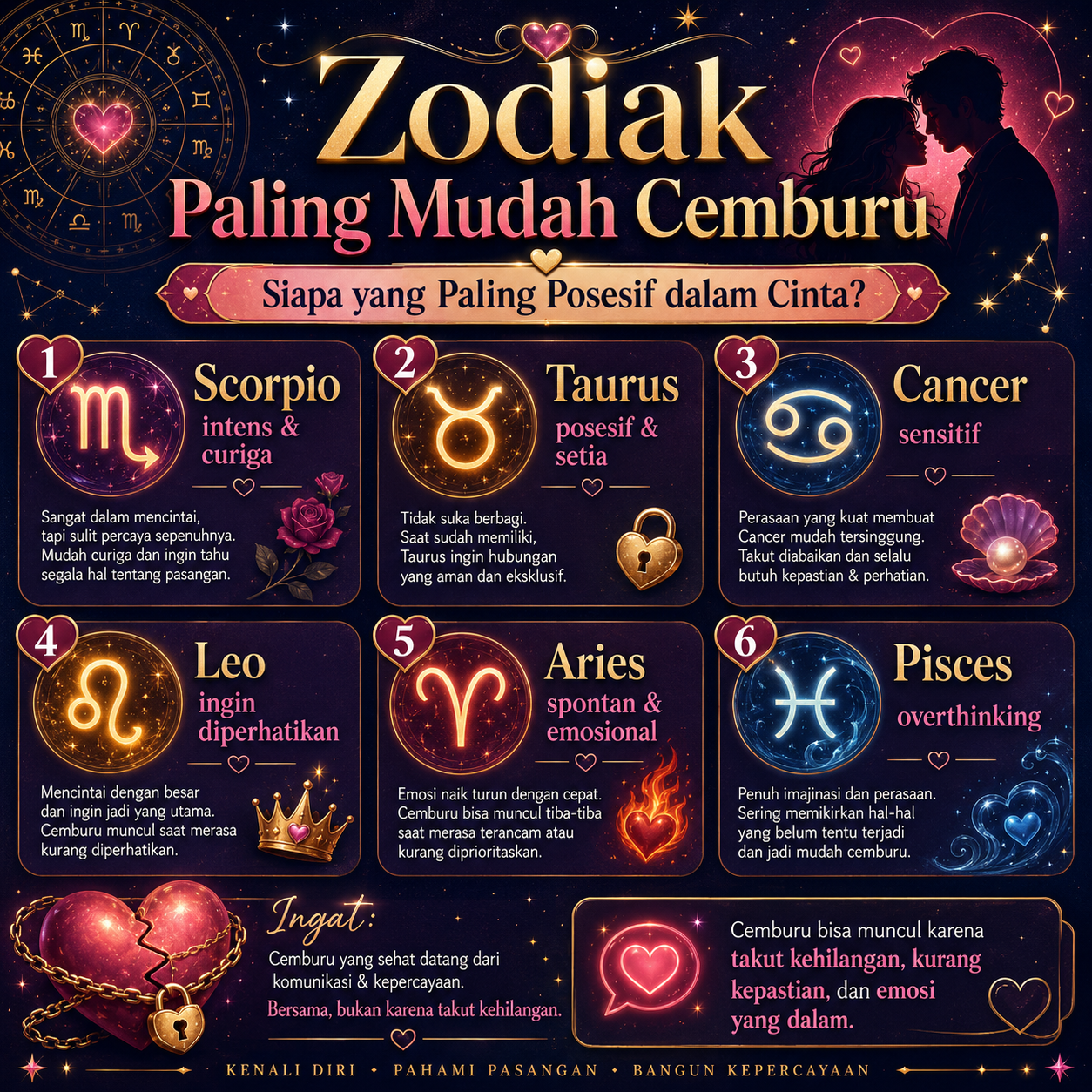 Zodiak Paling Mudah Cemburu: Siapa yang Paling Posesif dalam Cinta?