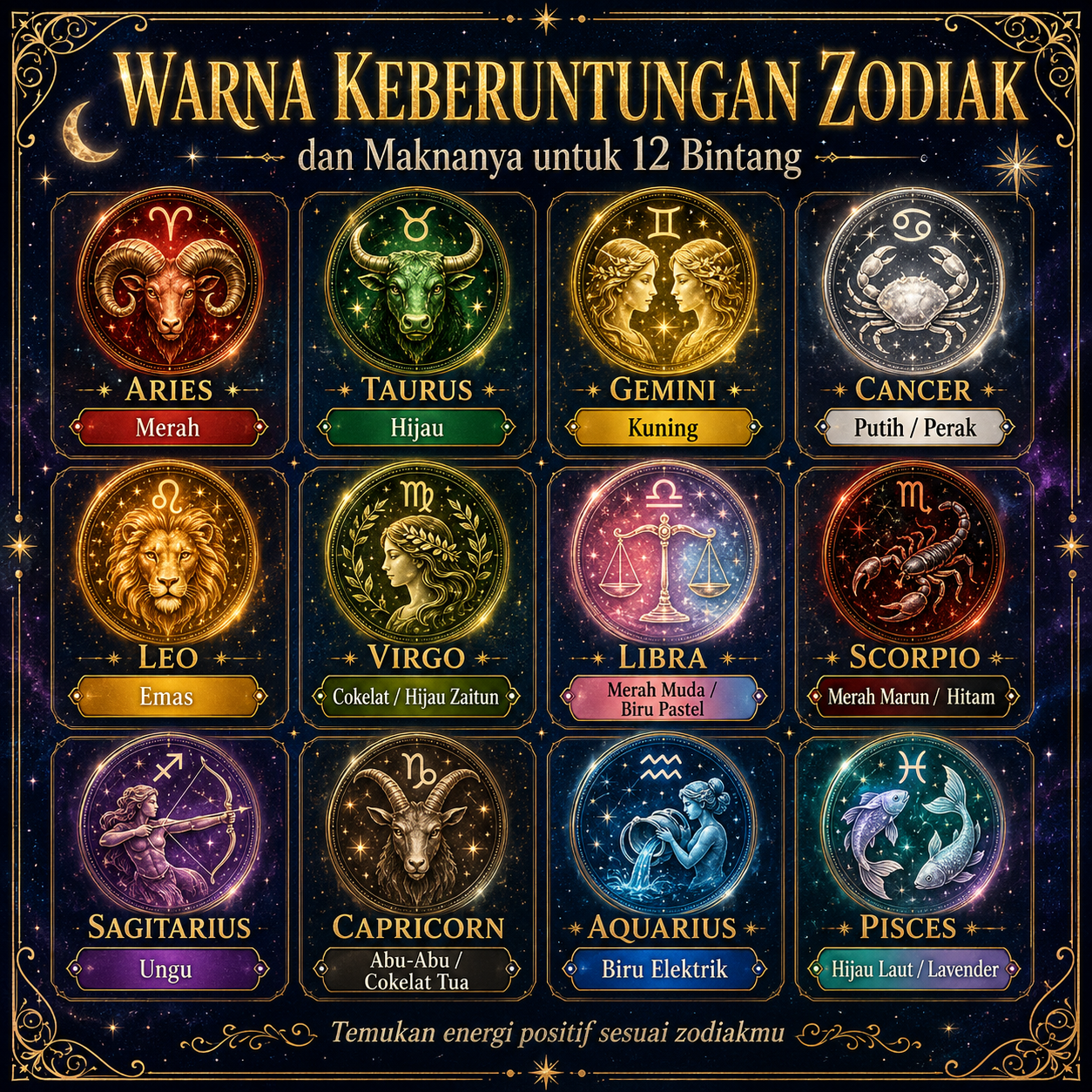 Warna Keberuntungan Zodiak dan Maknanya untuk 12 Bintang