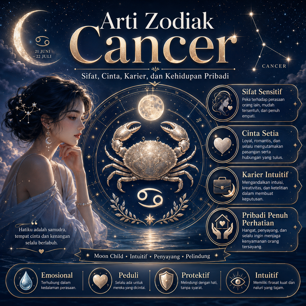 Arti Zodiak Cancer: Sifat, Cinta, Karier, dan Kehidupan Pribadi